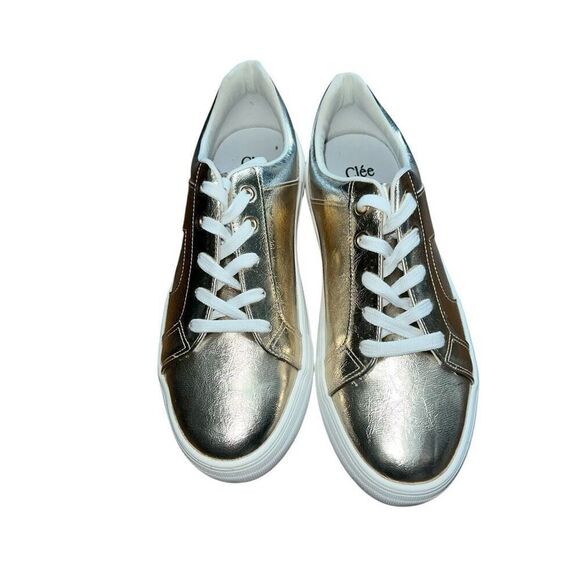 CLEE Gold & Silver Sneaker Size 9 - Picture 2 of 5